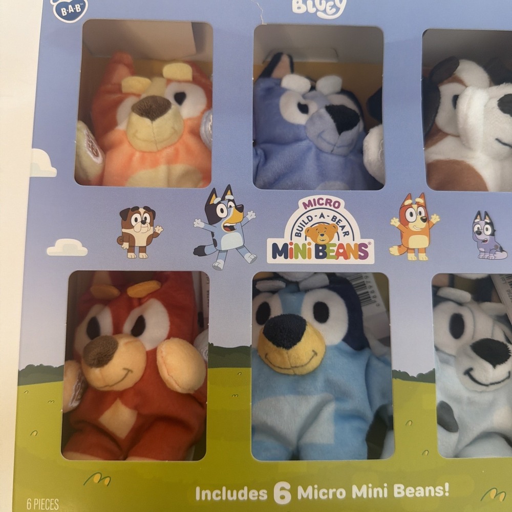 Bluey Micro Build-A-Bear Set of 6 Micro Mini Beans Plush Pack Socks Bingo Rusty - Picture 2 of 14